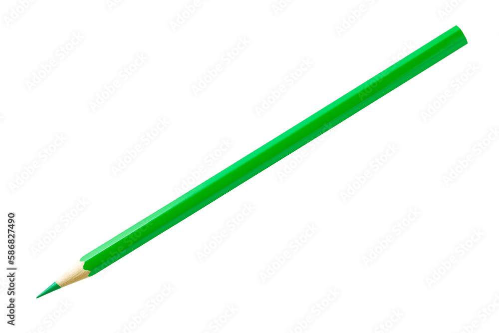 Pencil light green, sharpened, isolated on white background with clipping path Pencil light green, sharpened, isolated on white background with clipping path