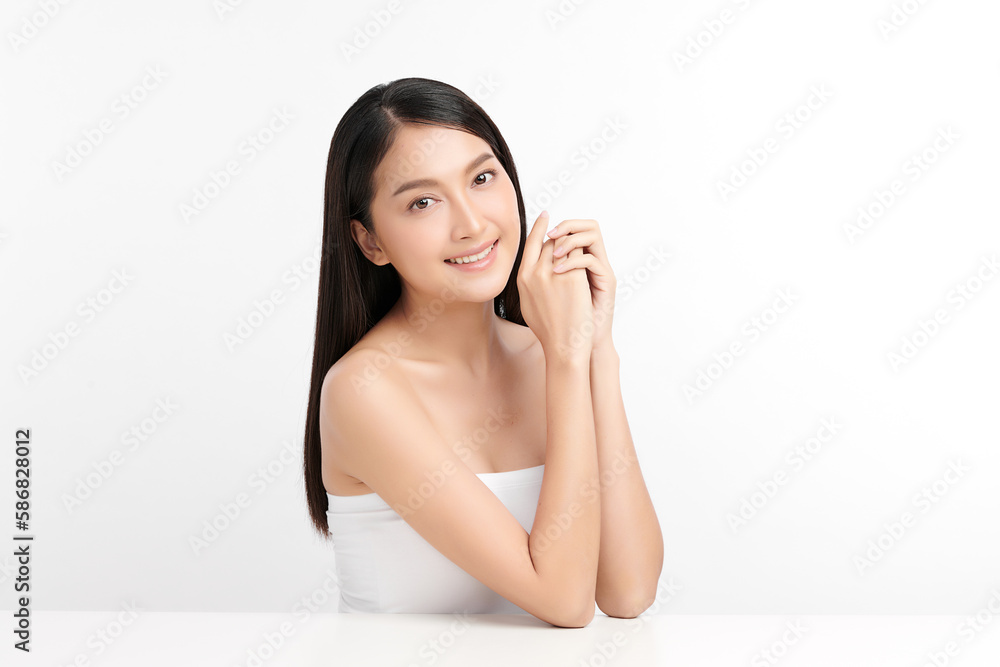 Beautiful young asian woman with clean fresh skin on white background, Face care, Facial treatment, Cosmetology, beauty and spa, Asian women portrait. Beautiful young asian woman with clean fresh skin on white background, Face care, Facial treatment, Cosmetology, beauty and spa, Asian women portrait.