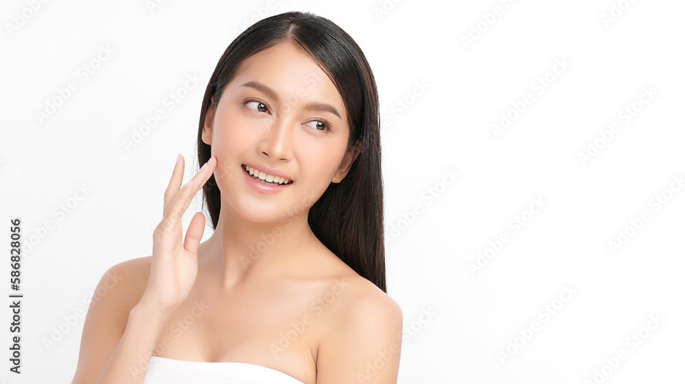 Beautiful young asian woman with clean fresh skin on white background, Face care, Facial treatment, Cosmetology, beauty and spa, Asian women portrait. Beautiful young asian woman with clean fresh skin on white background, Face care, Facial treatment, Cosmetology, beauty and spa, Asian women portrait.