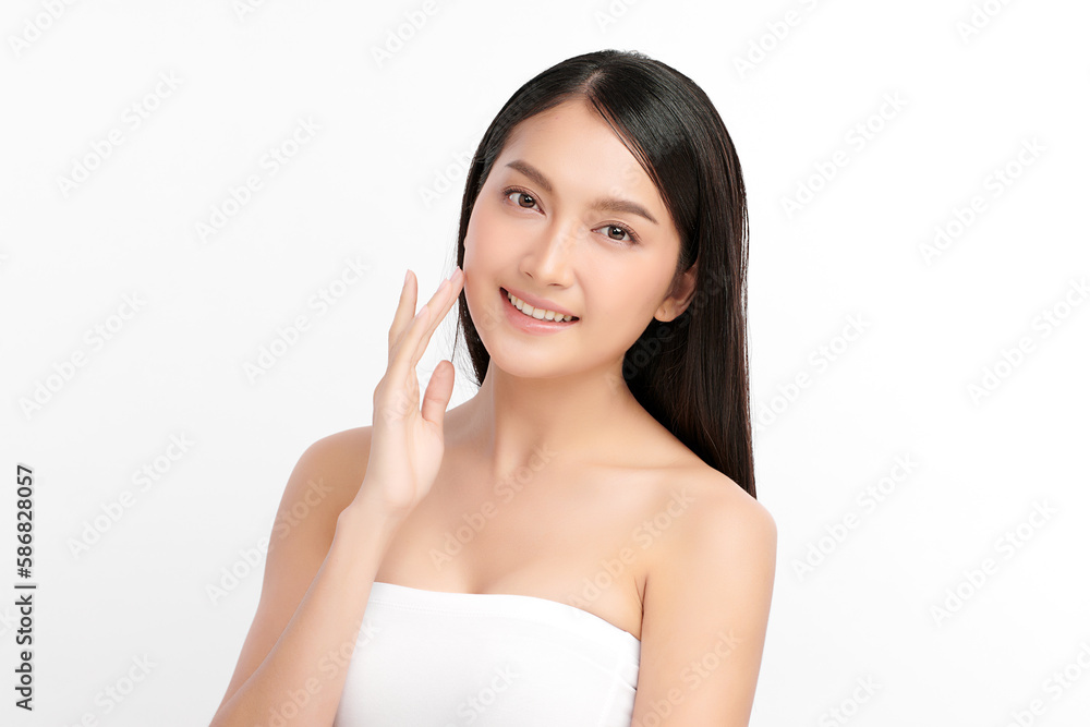Beautiful young asian woman with clean fresh skin on white background, Face care, Facial treatment, Cosmetology, beauty and spa, Asian women portrait. Beautiful young asian woman with clean fresh skin on white background, Face care, Facial treatment, Cosmetology, beauty and spa, Asian women portrait.