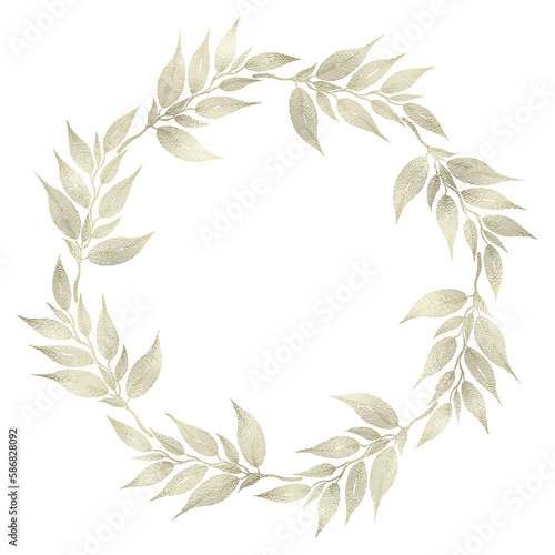 Fototapeta Naklejka Na Ścianę i Meble -  Floral gold wreath illustration