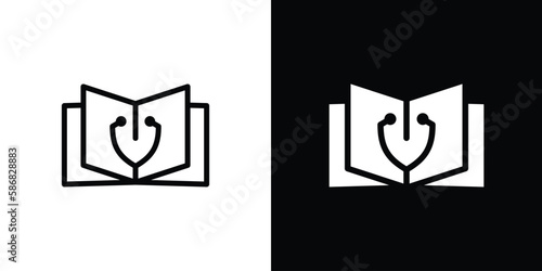 book and stethoscope logo creative line design icon vector illustration