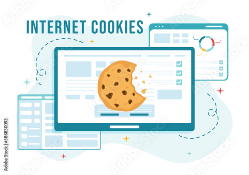 Internet Cookies Technology Illustration with Track Cookie Record of Browsing a Website in Flat Cartoon Hand Drawn Landing Page Templates