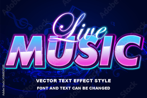 live music party disco typography 3d editable text effect font style template background design