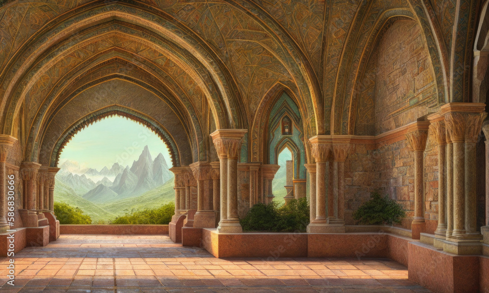 ai generated interior of ancient fantasy castle ai generated interior of ancient fantasy castle