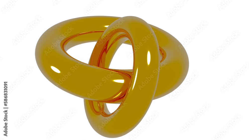Abstract 3d-illustration as a rendering of two golden rings isolated with some reflections in the bright light as a symbol for the love of a pair and cohesion Abstract 3d-illustration as a rendering of two golden rings isolated with some reflections in the bright light as a symbol for the love of a pair and cohesion