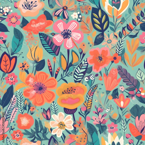 seamless summer boho floral pattern