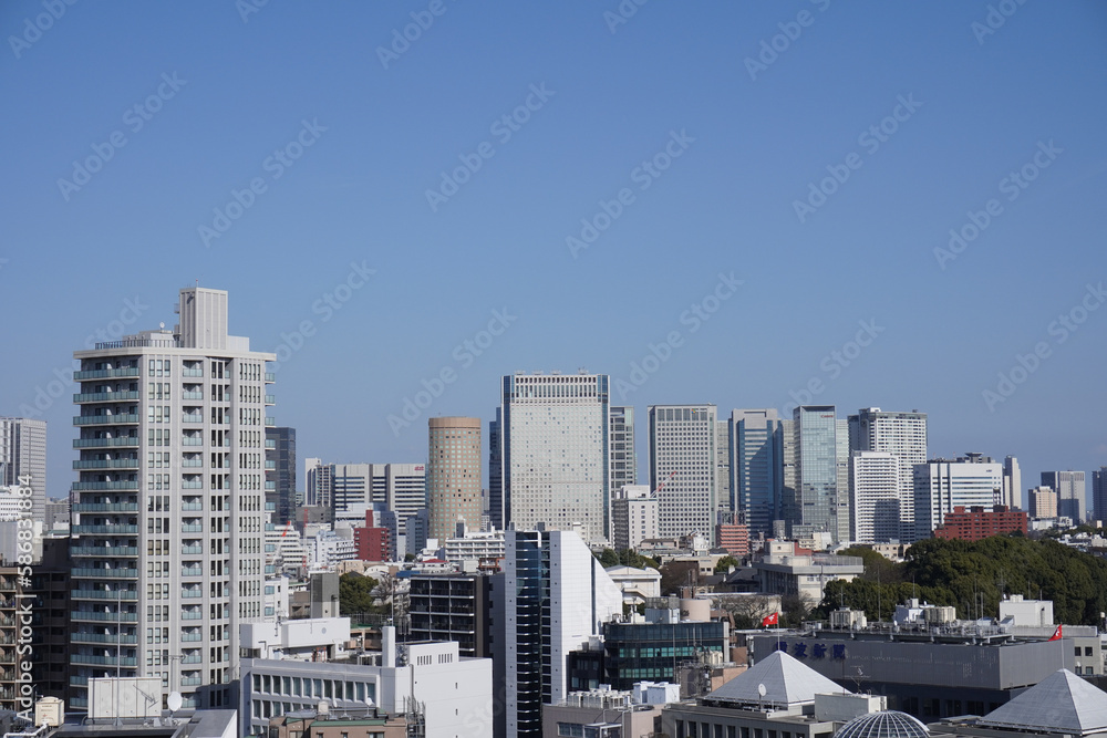 tokyo blue sky and buildings