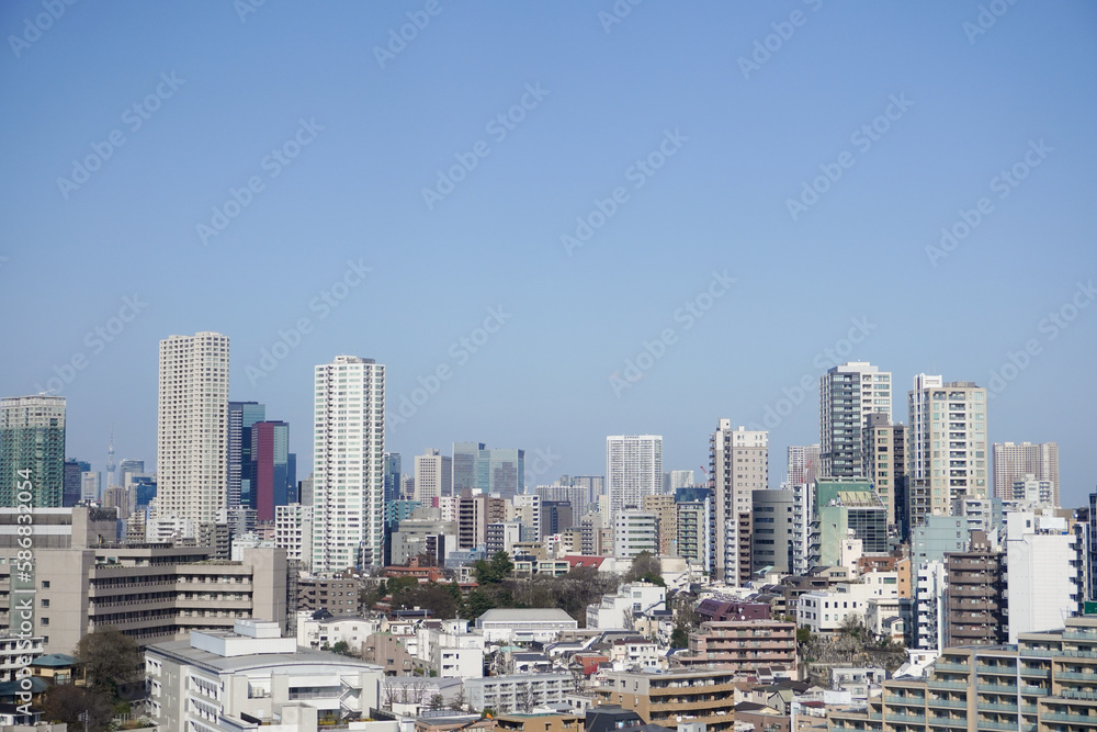 tokyo blue sky and buildings