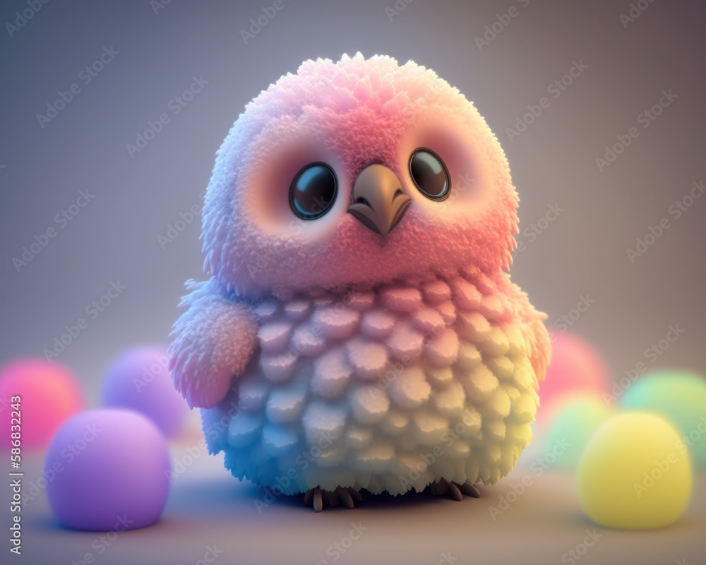 Kawaii Happy Colorful Little Eagle. Generative ai Kawaii Happy Colorful Little Eagle. Generative ai
