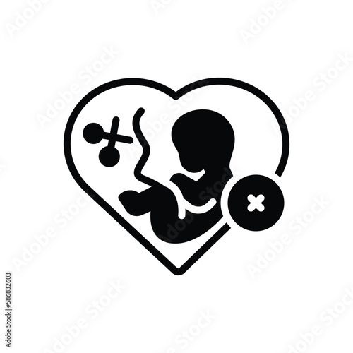 Black solid icon for abortion 