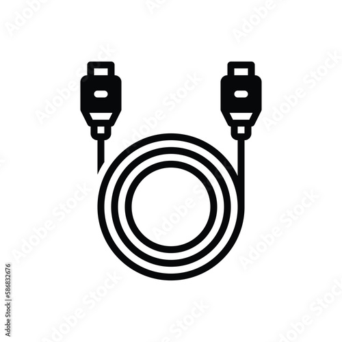 Black solid icon for cables 