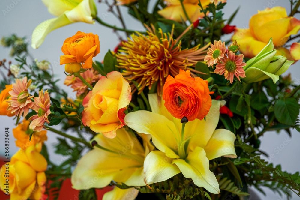 Beautiful gorgeous artistic flower arrangement close-up Beautiful gorgeous artistic flower arrangement close-up