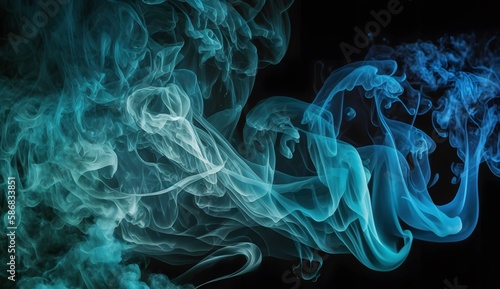 Blue Smoke, White Smoke, Black background, grunge, Generative AI