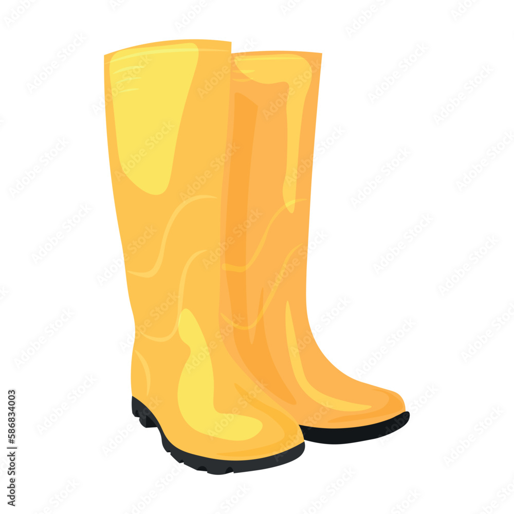Pair of yellow gumboots on white background Pair of yellow gumboots on white background
