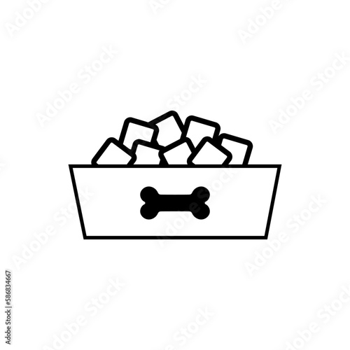 Bowl with pet food on white...
