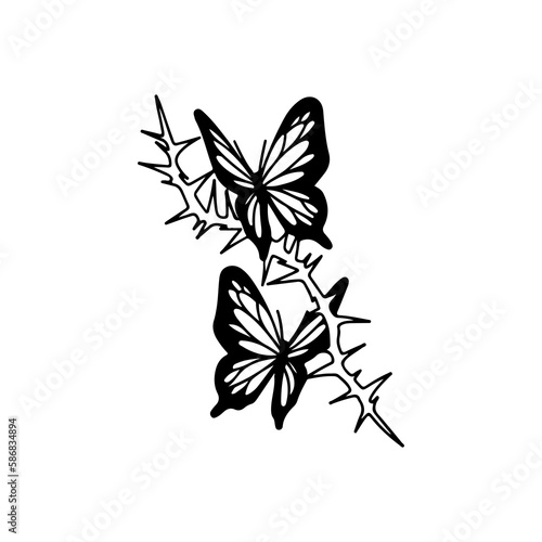 vector illustration of a butterfly with thorns