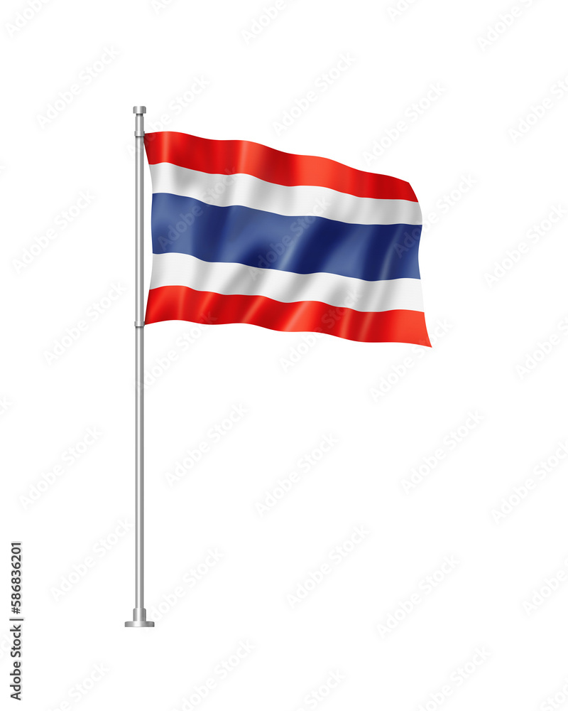 Thai flag isolated on white