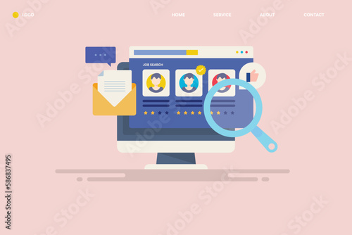 Online job search, candidate experience portfolio listing on job portal. Vector illustration.