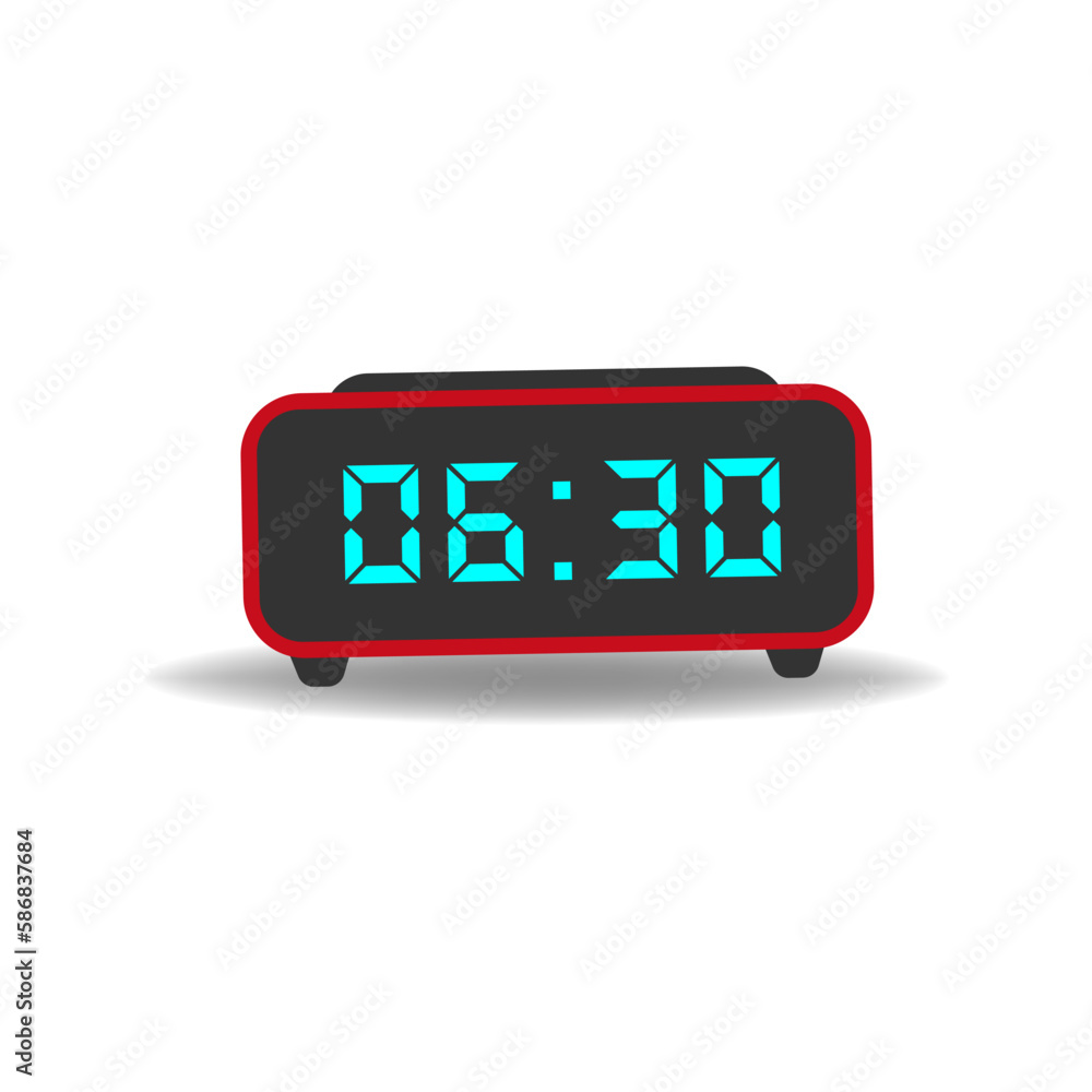 digital modern alarm clock with electronic digits. clock icon. vector illustration isolated on white background