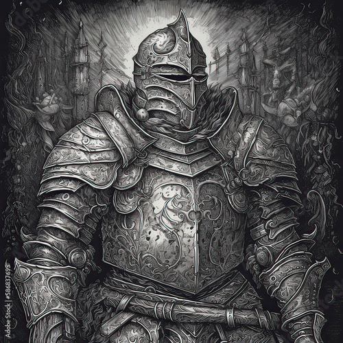 Medieval knight in armour Generative AI
