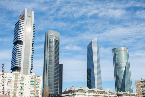 General view of the Cuatro Torres Business Area in the Spanish city of Madrid, this business complex is one of the most important in the European economic community.