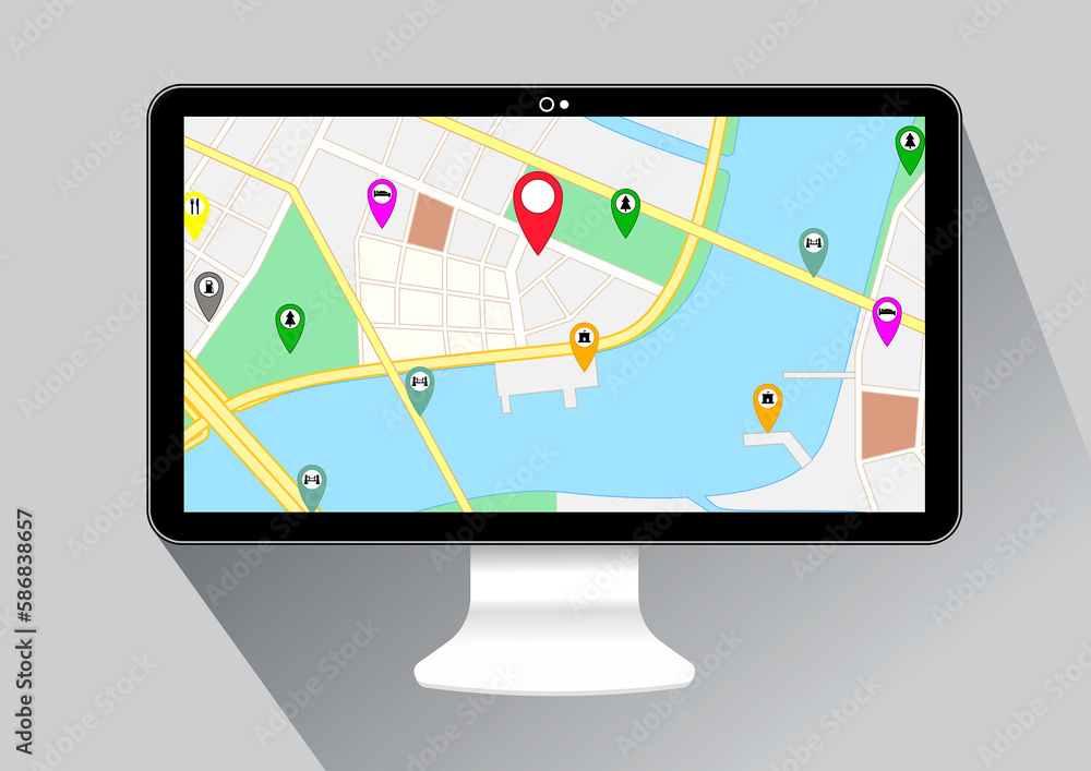 global map pin sign for navigation direction place - 3d illustration global map pin sign for navigation direction place - 3d illustration