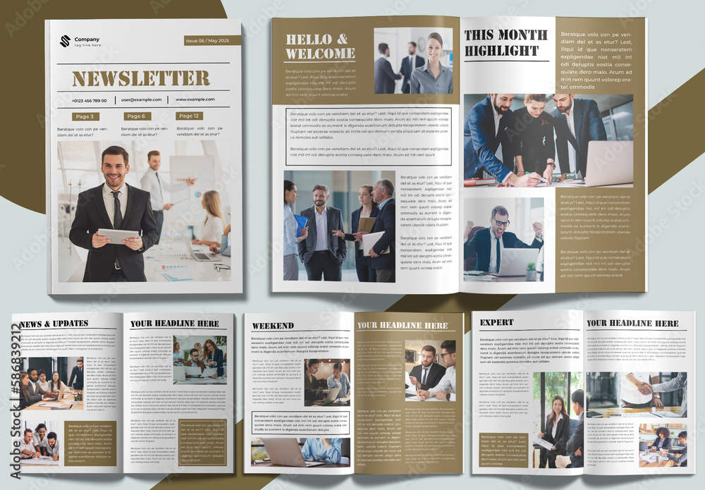 Corporate Newsletter Design Template Stock Template | Adobe Stock