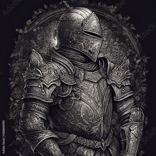 Medieval knight in armour Generative AI