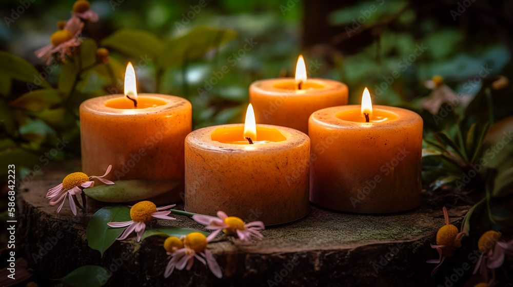 Small candle with light. Generative AI Small candle with light. Generative AI