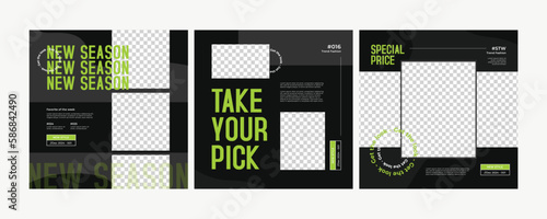 Streetwear social media post templates set for business. Modern promotion square web banner for social media mobile apps. Social media for fashion and shop	