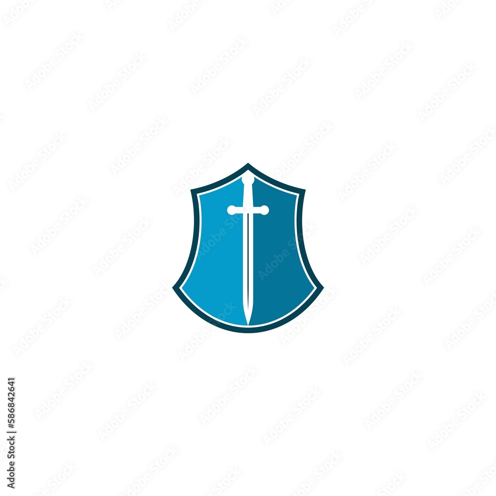 Shield and Sword logo icon. Safety concept symbol isolated on white background Shield and Sword logo icon. Safety concept symbol isolated on white background