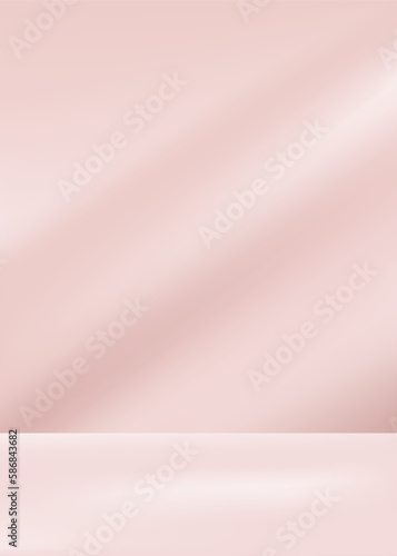 Background Product Display Beige Scene With Platform,3D Interior Background.Vector Empty Studio Room with Podium,Stand Showcase for Spring,Summer Cosmetic or Beauty Products.Stage display presentation