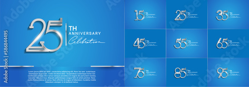 set of anniversary logotype silver color and white handwriting for special celebration event