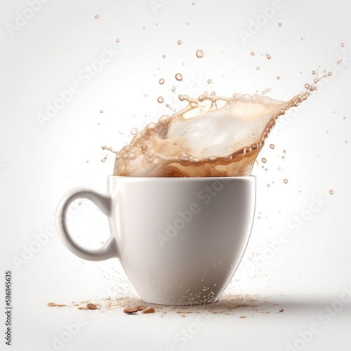 cup of latte coffee on a crisp isolated white background - Generated by Generative AI