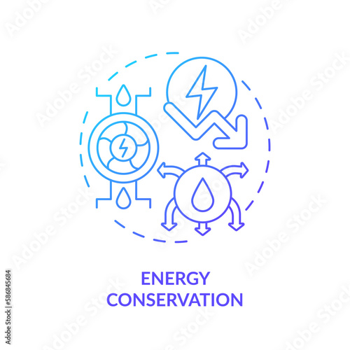 Energy conservation blue gradient concept icon. Aqua consumption efficiency. Water protection aim abstract idea thin line illustration. Isolated outline drawing. Myriad Pro-Bold font used