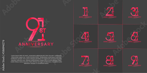 set of anniversary logotype red color for special celebration event