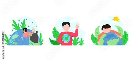 Earth Day Protect the Planet Flat Bundle Design © wahyukris
