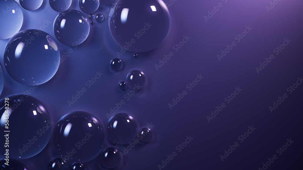 Purple and Blue Background with Liquid Droplets on Surface. Modern Wallpaper with Copy-Space. Purple and Blue Background with Liquid Droplets on Surface. Modern Wallpaper with Copy-Space.