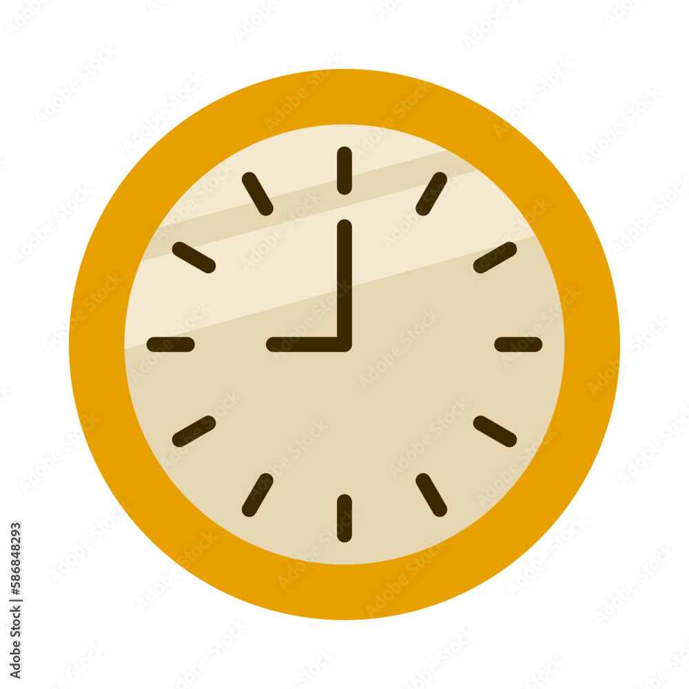 round shape wall clock with flat design style. showing nine o' clock. isolated on white background. vector illustration. round shape wall clock with flat design style. showing nine o' clock. isolated on white background. vector illustration.