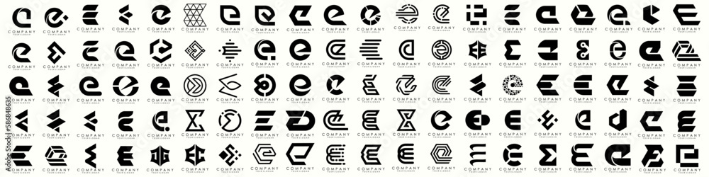 mega collection letters E logo design inspiration. minimalist abstract letter logos with black color mega collection letters E logo design inspiration. minimalist abstract letter logos with black color