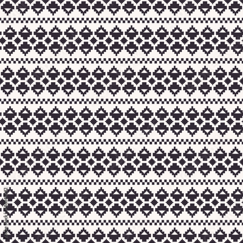 Ethnic traditional black and white pattern. Vector aztec geometric shape seamless pattern background. Ethnic knitting pattern use for fabric, textile, home decoration elements, upholstery, wrapping.