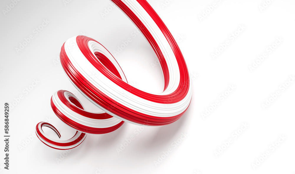 3d Flag of Poland Country, 3d Spiral Glossy Ribbon Of Poland On White Background, 3d illustration