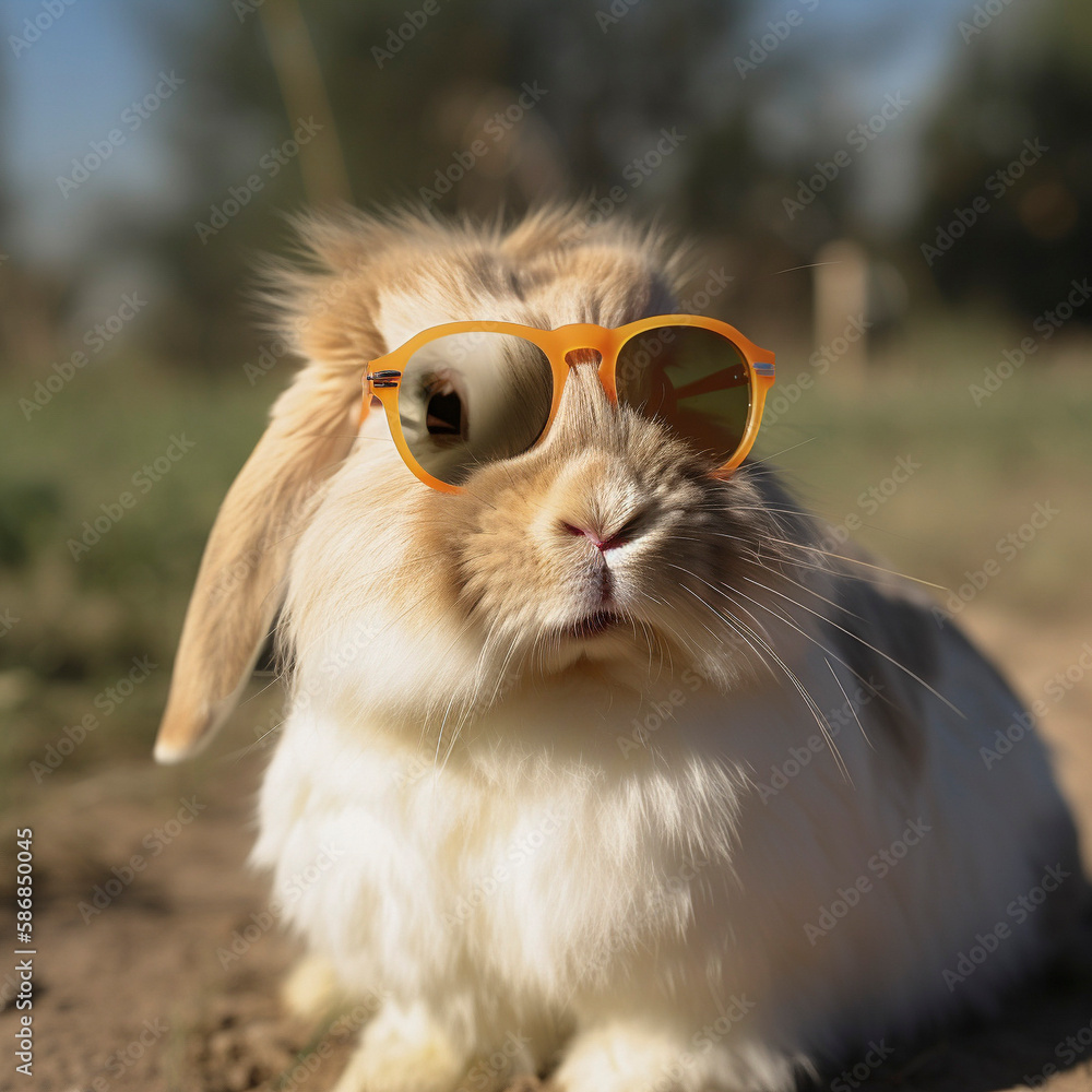 AI art rabbit with sunglasses サングラスをかけたウサギ