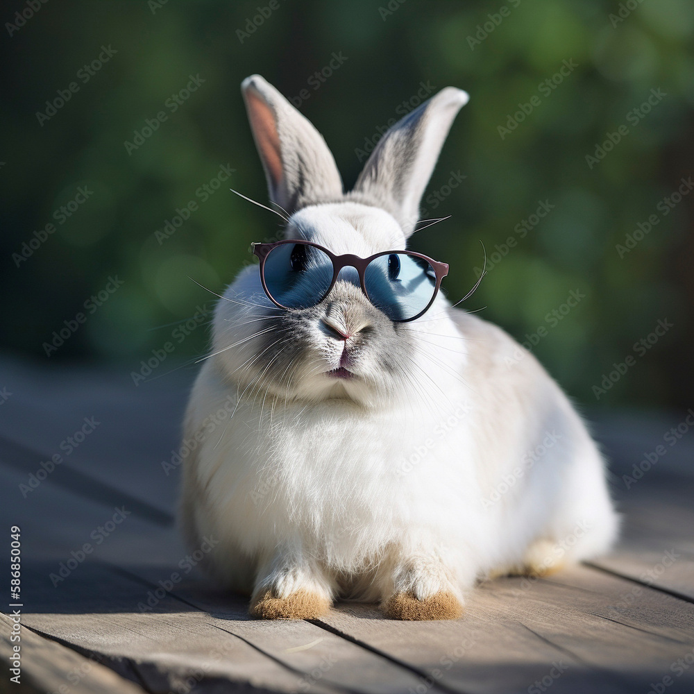 AI art rabbit with sunglasses サングラスをかけたウサギ
