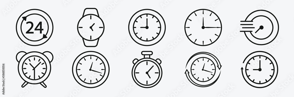 Vector Time and Clock icons set. Clocks icon collection design. Vector illustration.
Vector Time and Clock icons set. Clocks icon collection design. Vector illustration.