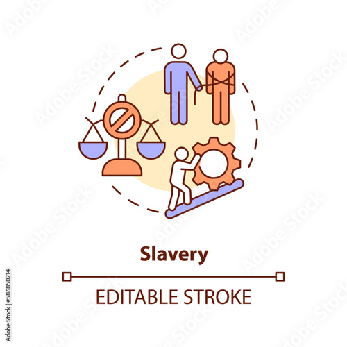 Slavery concept icon. Kidnapping and human trafficking. Injustice. Justice issue abstract idea thin line illustration. Isolated outline drawing. Editable stroke. Arial, Myriad Pro-Bold fonts used