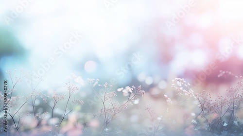 abstract background of soft focus bright light of pastel spring flower with bokeh light, Generative Ai