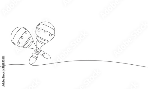 One continuous line of maracas. Simple element illustration. Line art vector illustration.