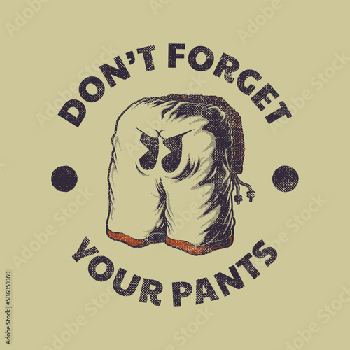 cartoon emblem of angry pants mascot with retro style